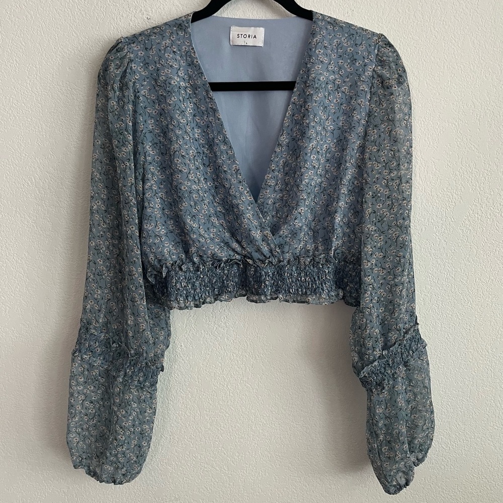 Storia Cropped Floral Cottage Boho Blouse